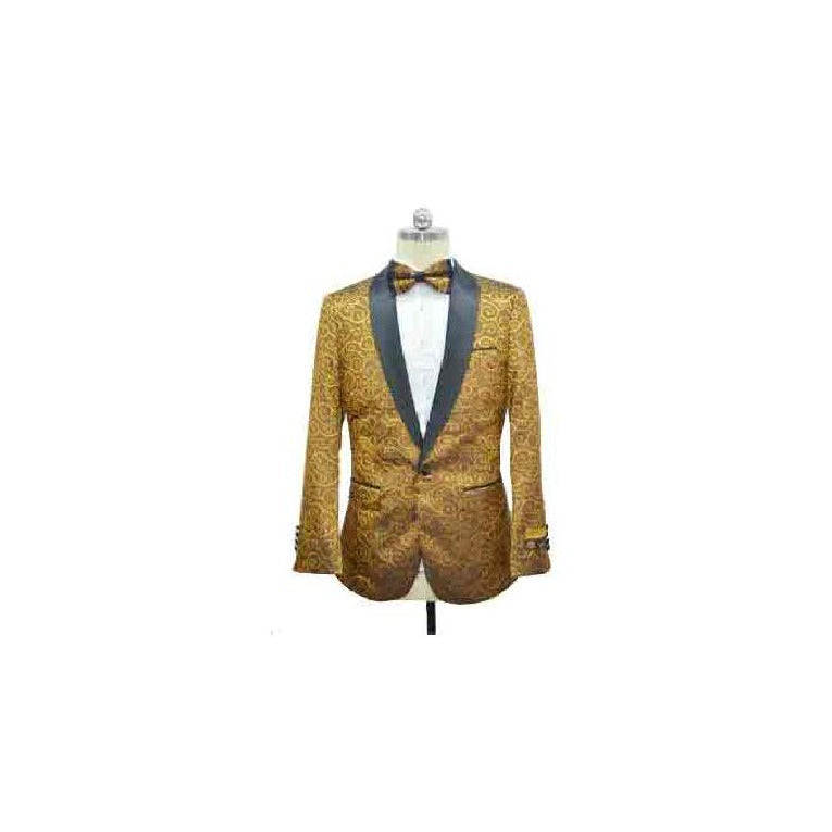Gold Black Lapel Paisley Two toned Sport Coat OvercoatUSA