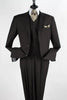 Apollo King Black Classic Fit 3-Button Vested Suit