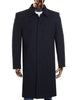 Gray Zip Up Closure Knee Length Collared Wool Coat - Mens Overcoat