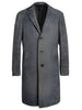 Full Length Tweed Herringbone Ankle length Gray Overcoat - Mens Topcoat