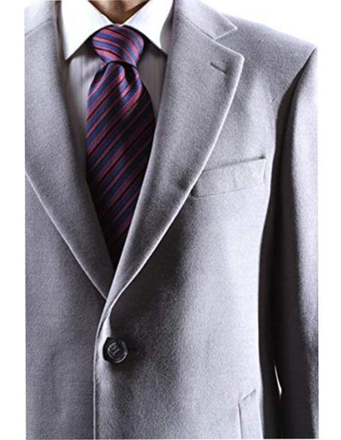 Three Cuff Link Gray Two Button Long men's Dress Topcoat - Winter coat - Mens Overcoat