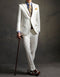 Mens The Great Gatsby Vested 2 Button Ivory Peak Lapel Suit  With Brown Vest