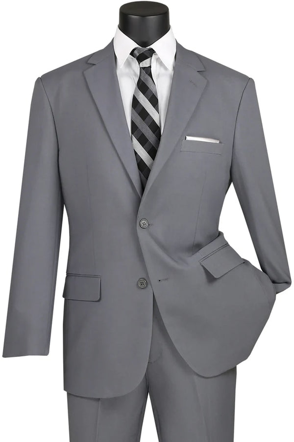 Mens 2 Button Classic Poplin  Grey Suit