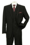 Mens 2 Button Pleated Pant Suit In Black With Double Breasted Vest