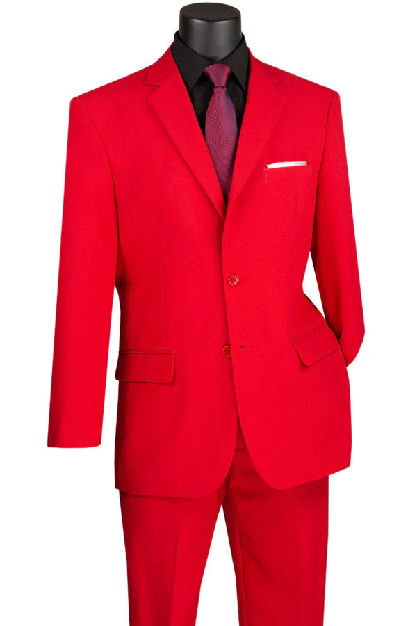 Mens 2 Button Classic Poplin  Red Suit