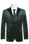 Mens Two Button Peak Lapel Velvet Prom Hunter Green Tuxedo Blazer