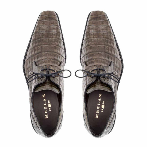 Anderson Grey Genuine Crocodile Lace-Up By Mezlan Made In Spain Brand