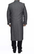 Full Length men's Ankle length Top Coat / Overcoat In Grey Herringbone - Mens Overcoat