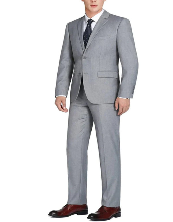 Light Grey Suit - Silver Gray Suit For Wedding - Mens Basic Two Button Classic Fit Suit With Optional Light Grey Vest