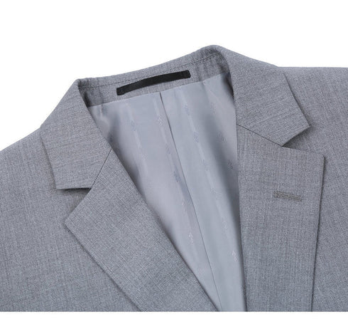 Light Grey Suit - Silver Gray Suit For Wedding - Mens Basic Two Button Classic Fit Suit With Optional Light Grey Vest