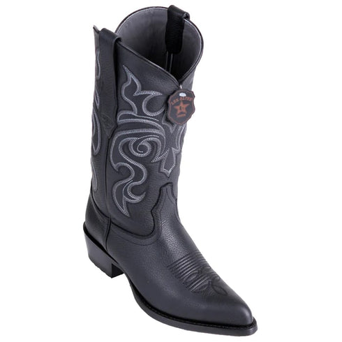 J Toe Cowboy Boots - J Toe Western Boots - Los Altos Boots - Mens Dress Cowboy Boot - Low Priced Grisly Black Boots J-Toe-  in Black