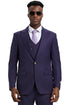 Men's Stacy Adams Vested One Button Side Peak Lapel Pinstripe Suit in Eggplant Purple