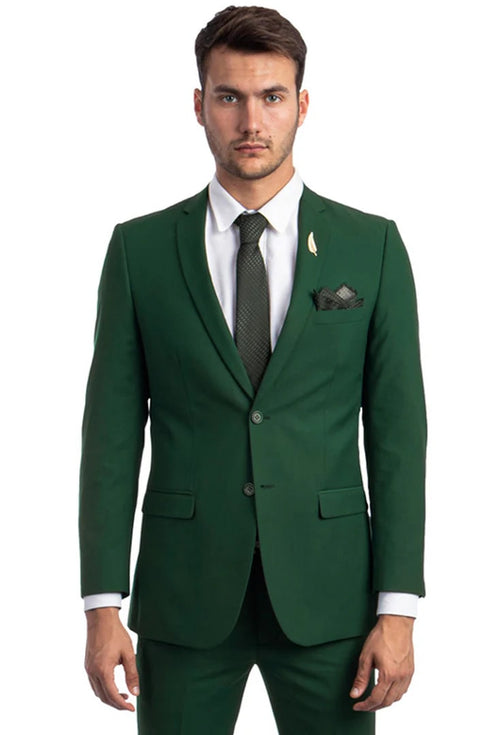 Men's Basic 2 Button Slim Fit Wedding Green Suit