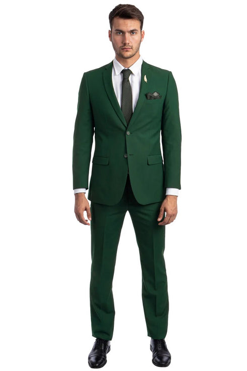 Men's Basic 2 Button Slim Fit Wedding Green Suit