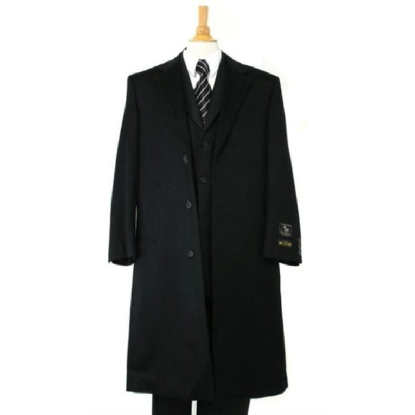 COAT THREE BUTTON 'HARVARD' BLACK TWEED FULL-LENGTH COAT