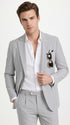 Men’s Navy Seersucker 2 Piece Summer Suit, Modern Fit Lightweight Wedding Dress Suit