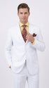 Men’s White Classic Fit 3 Button Poplin Suit, Two Piece Formal Wedding Dress Suit