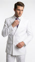 Men’s White Classic Double Breasted Poplin Suit, Formal Two Piece Wedding Dress Suit