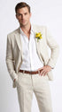 Men’s Natural Sand Linen Suit, Light Tan Summer Beach Wedding Suit