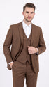 Men’s Brown Sharkskin 3-Piece Suit – Regular Fit Single-Breasted Wedding, Business and Formal Suit