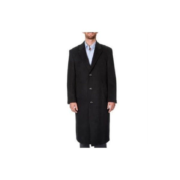 THREE BUTTON 'HARVARD' BLACK TWEED FULL-LENGTH COAT