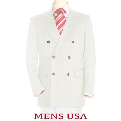 High Quality Off White Double Breasted Blazer With Peak Lapels