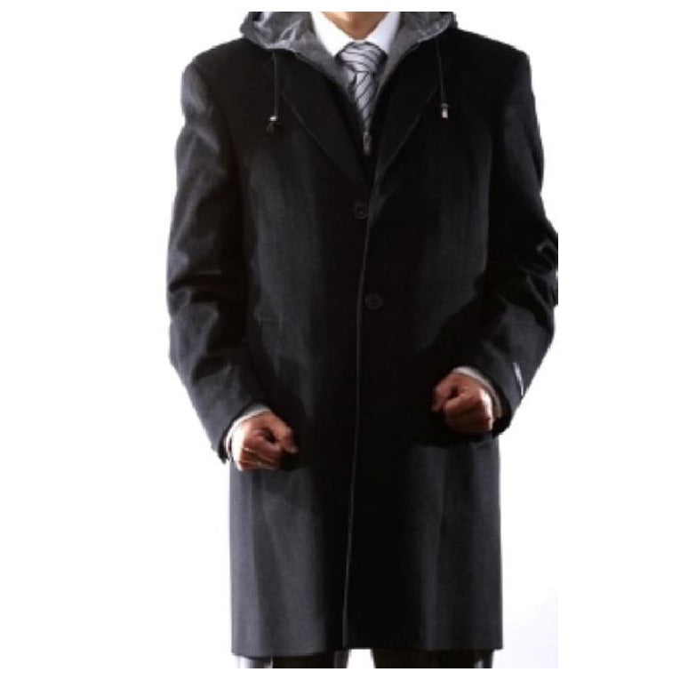 Hooded Dress Coat Wool Wool Black Charcoal Winter Coat – OvercoatUSA
