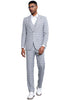 Men's Stacy Adams Vested Peak Lapel Baby Blue Plaid Prom & Wedding Suit