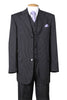 Mens Vested 3 Button 1920's Bold Gangster Chalk Pinstripe Suit in Black