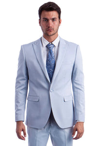Mens Easter Suit - Jacket and Pants in Summer Color Light Blue One Button Modern Fit Light Weight