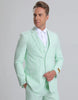 Mens Vested Summer Seersucker Suit in Green Pinstripe