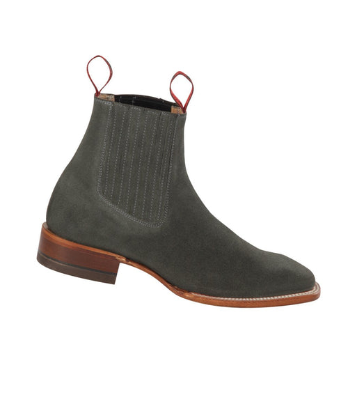 Grey Suede Square Toe Boots