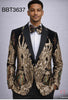 BBT3637 men's black blazer with gold sequin detailing