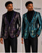 Men's ornate striped sequin blazers in purple and teal green