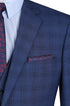 San Gemini Collection - 3 Piece Suit 2 Buttons Blue Glen Plaid Regular Fit