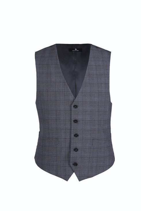 San Gemini Collection - 3 Piece Suit 2 Buttons Gray Glen Plaid Regular Fit