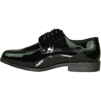 Bravo Mens Formal Wedding and Prom Double Runner Shiny Patent Dress Shoe in Black