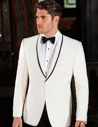 Mens Designer Charles Shawl Dinner Jacket in Ivory