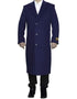 3 Button Full Length Wool Dress Ankle length Top Coat/Overcoat In Indigo Blue