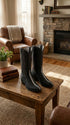 Los Altos Men's Black Stingray with Full Rowstone Finish Snip Toe Boots