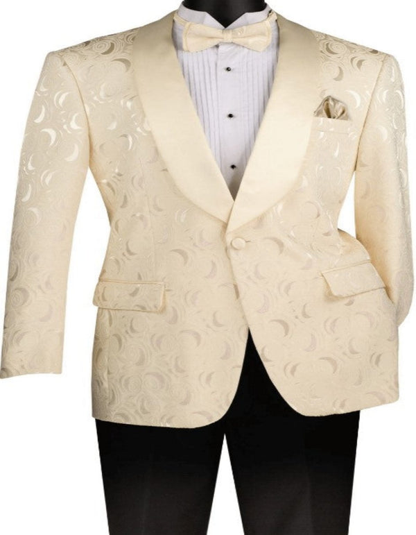 Ivory Tuxedo Dinner Jacket - Champagne Wedding Tuxedo With Bowtie