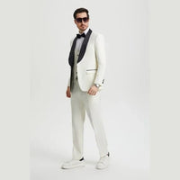 Stacy Adams 3pc Tuxedo Shawl Lapel, Off-White Ivory