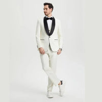 Stacy Adams 3pc Tuxedo Shawl Lapel, Off-White Ivory
