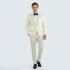 Classic Ivory Slim Fit Tuxedo with Peak Framed Lapel – Formal Wear