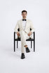 Classic Ivory Slim Fit Tuxedo with Peak Framed Lapel – Formal Wear