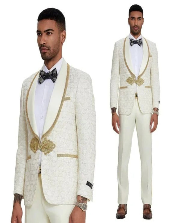 2025 Ivory and Gold 2pc Men's Suit by Tazzio