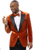Men's Modern Fit Wedding & Prom Tuxedo Jacket in Orange Rust with Diamond Studs