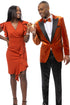 Men's Modern Fit Wedding & Prom Tuxedo Jacket in Orange Rust with Diamond Studs