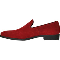 Bravo Mens Vegan Suede Wedding & Prom Slip On Loafer Dress Shoe in Red