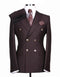 Designer Mens Double Breasted Gold Button Suit in Brown